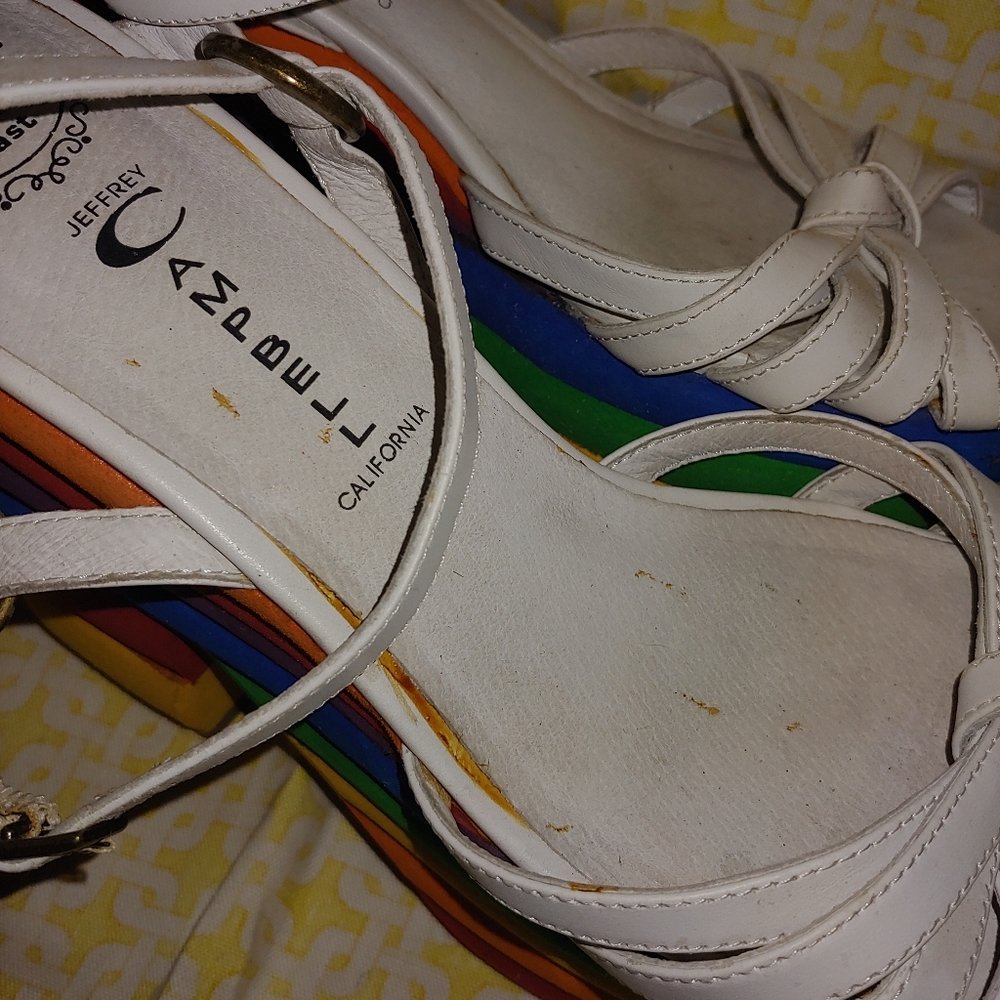 Jeffrey Campbell White Strappy Rainbow Platform Sandals - Picture 4 of 16